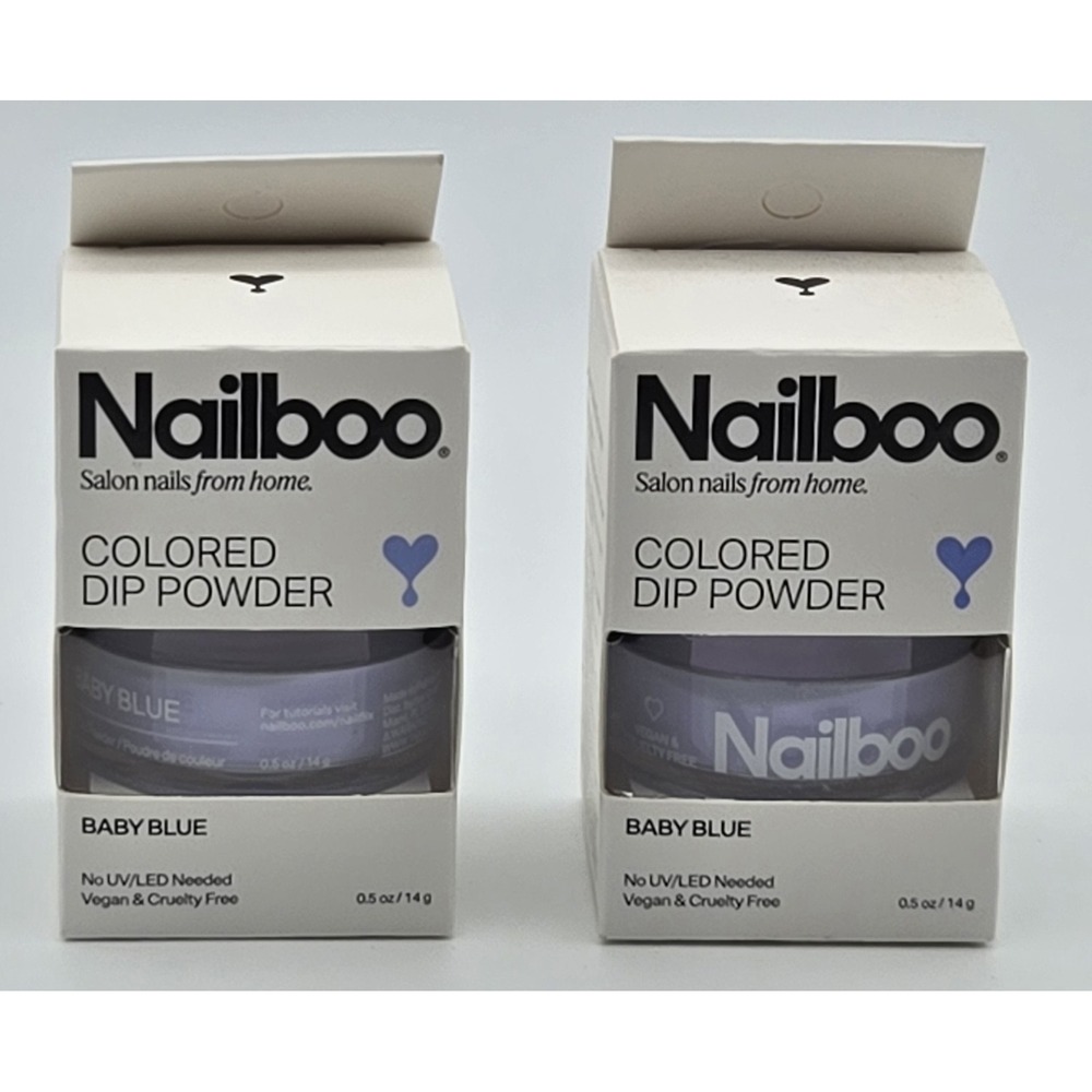 Nailboo‎ Colored Dip Powder 2 Jars Baby Blue Acrylic Nail Manicure Kit New Gel